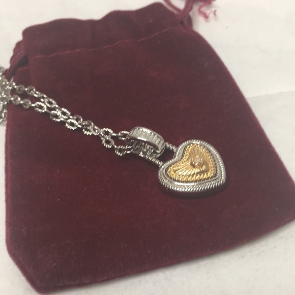 Silver and gold tone with white sapphire heart - Picture 6 of 8